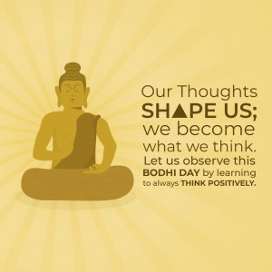 Illustration of Buddha in meditation with inspirational quote.