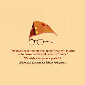 Illustration of Subhash Chandra Bose with a quote