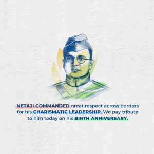 Portrait of Netaji Subhas Chandra Bose with text commemorating his birth anniversary.
