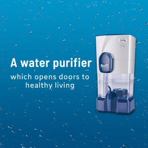 Kent water purifier with water droplets and text promoting healthy living.