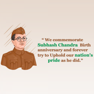 Portrait of Subhash Chandra Bose with a quote