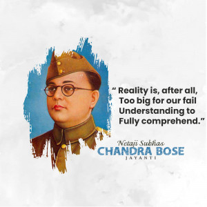 Portrait of Netaji Subhas Chandra Bose with a quote