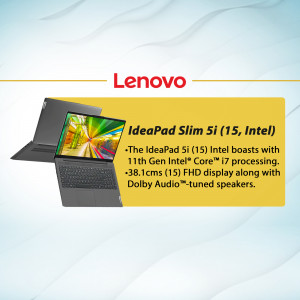 Lenovo IdeaPad Slim 5i (15, Intel) laptop with a vibrant display