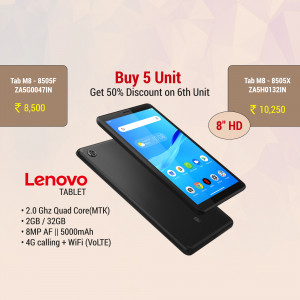 Lenovo Tab M8 tablet with promotional offer