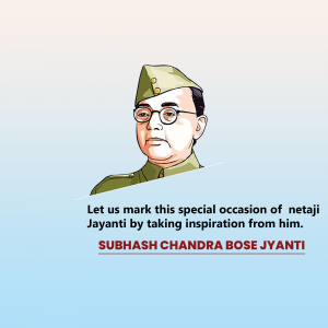 Portrait of Netaji Subhas Chandra Bose with text commemorating his birth anniversary