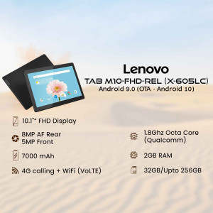 Lenovo Tab M10 FHD REL (X-605LC) Android 9.0 Tablet with specifications