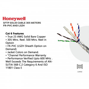 Honeywell Cat 6 SFTP Solid Cable with features listed