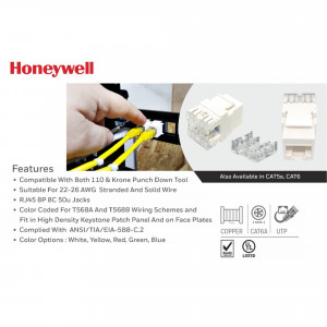 Honeywell CAT5e/CAT6 Keystone Jack with Punch Down Tool