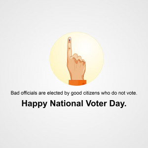Hand with ink stain on finger, symbolizing voting, with text promoting voter participation.