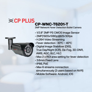 CP Plus Network Fever Detection Bullet Camera - T6201-T