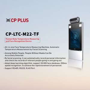CP-LTC-M22-TF Face Recognition and Temperature Measurement Device for security and health monitoring
