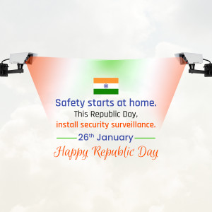 Security cameras with the Indian flag and Republic Day message