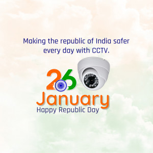 Republic Day greeting with a CCTV camera and the number 26 January