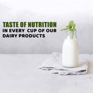 Glass of milk with mint and linen cloth, promoting dairy nutrition.