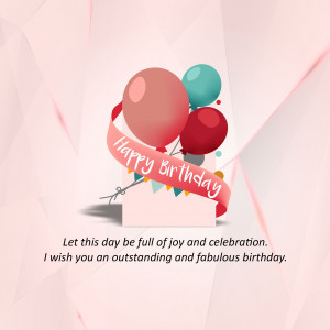 Illustration of balloons and a birthday ribbon with the text 'Happy Birthday'