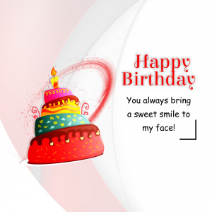 Colorful birthday cake with a lit candle and 'Happy Birthday' text