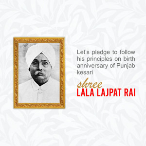 Portrait of Lala Lajpat Rai with a quote on his birth anniversary