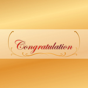 Elegant 'Congratulations' text on a gold and cream background