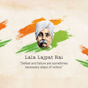 Portrait of Lala Lajpat Rai with Indian flag colors in the background
