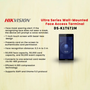 Hikvision Ultra Series Wall-Mounted Face Access Terminal DS-K1T672M