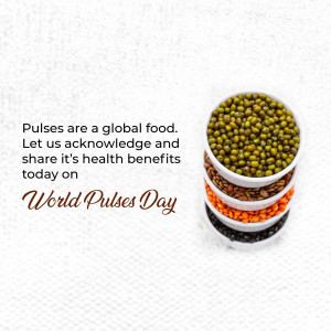 Stacked pulses in bowls with World Pulses Day text