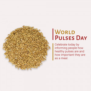 Pile of pulses with World Pulses Day text