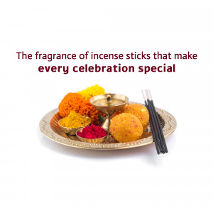 A traditional Indian puja thali with flowers, incense sticks, and colorful powders.