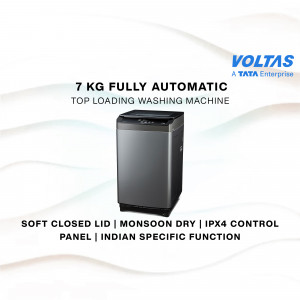 Voltas 7 KG Fully Automatic Top Loading Washing Machine - Dark Grey