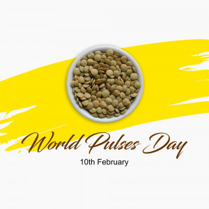 A bowl of lentils with the text 'World Pulses Day - 10th February'