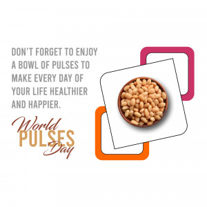 Image promoting World Pulses Day with a bowl of pulses.