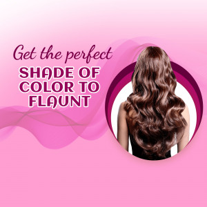 Advertisement for hair color with a woman showing off her wavy brown hair.
