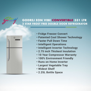 Godrej Eon Vibe 331 Ltr Double Door Refrigerator - Silver
