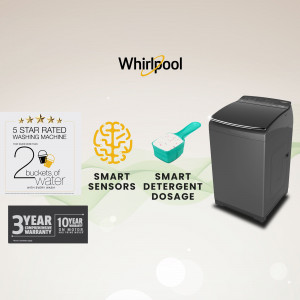 Whirlpool top-load washing machine with smart features and detergent dosage