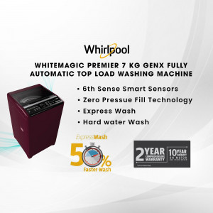 Whirlpool Whitemagic Premier 7 Kg Genx Fully Automatic Top Load Washing Machine - Dark Wine Color