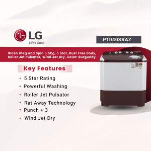 LG Burgundy Wash and Spin Semi-Automatic Washing Machine
