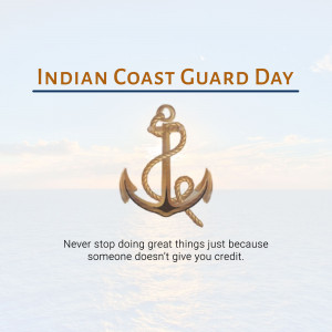 Image commemorating Indian Coast Guard Day with an anchor symbol.