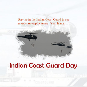 Indian Coast Guard helicopters flying over water with text honoring service.