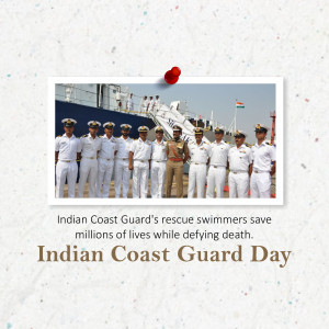 Indian Coast Guard personnel standing in formation with a rescue swimmer plane in the background