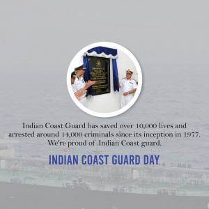 Indian Coast Guard personnel standing with a commemorative plaque
