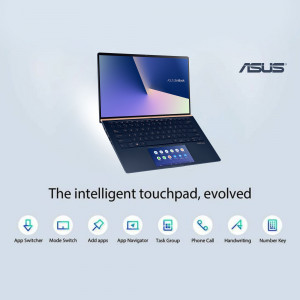 ASUS Zenbook laptop with a focus on its innovative touchpad features.