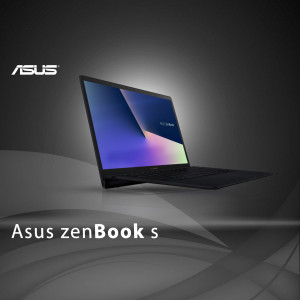 ASUS ZenBook S laptop on a dark background