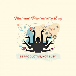 Illustration depicting multitasking and productivity for National Productivity Day.