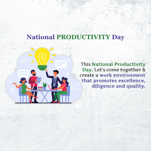Illustration depicting a team brainstorming with a lightbulb, celebrating National Productivity Day.
