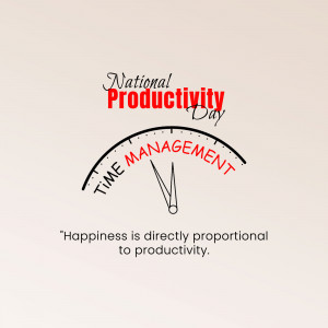 Graphic for National Productivity Day featuring a clock and text.