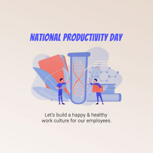 Illustration celebrating National Productivity Day with people and abstract productivity elements.