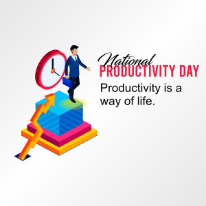 Illustration of a businessman walking on a graph representing productivity with a clock in the background.