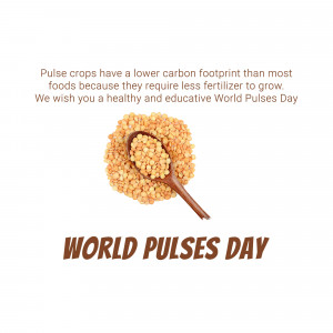 Pile of lentils with a spoon and World Pulses Day text