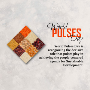 Image celebrating World Pulses Day with a mosaic of pulses and text.