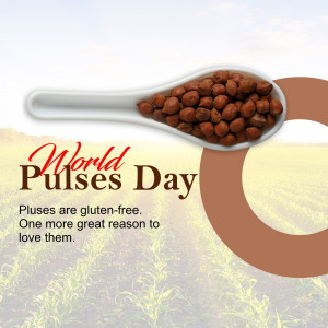 A spoon filled with pulses with the text 'World Pulses Day'
