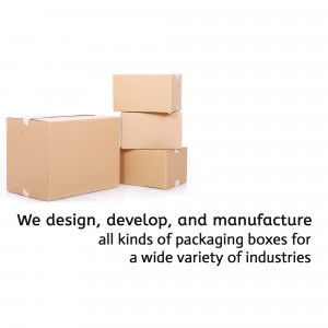 Stack of brown cardboard boxes on a white background